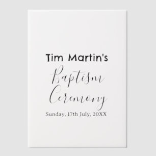Catholic baptism ceremony name date simple minimal vellum invitations