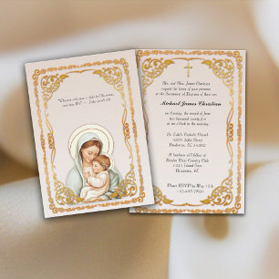 Catholic Baptism Christening Blessed Mother Jesus Invitation