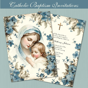 Catholic Baptism Christening Blessed Mother Jesus Invitation