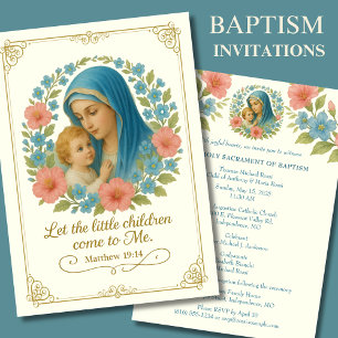 Catholic Baptism Christening Mary Jesus Invitation