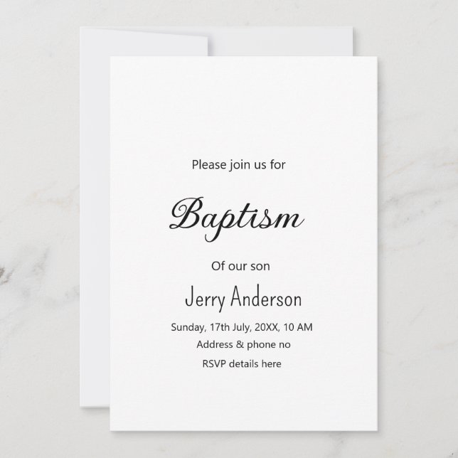 Catholic baptism kids modern simple QR minimal Invitation (Front)
