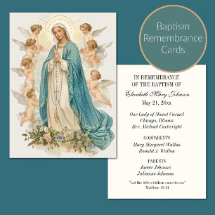 Catholic Baptism Religious Mother Mary and Angels Place Card