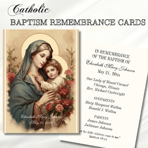 Catholic Baptism Religious Mother Mary and Jesus  Place Card