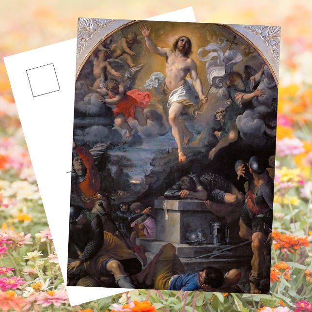 Catholic Baroque Resurrection Jesus Christ Easter Holiday Postcard (Religious Christian Catholic Baroque Resurrection Jesus Christ Pascha Easter Holiday Postcard)