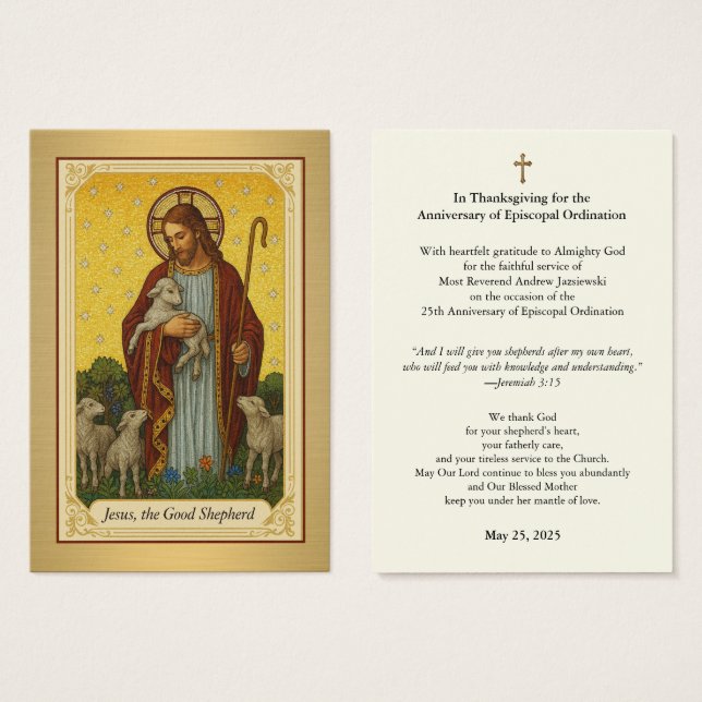 Catholic Bishop Anniversary of Ordination Jesus (Front & Back)