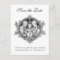 Catholic Black & White Holy Family  SAVE THE DATE