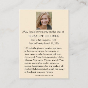 Catholic Blessed Mary Madonna Funeral Memorial Enclosure Card