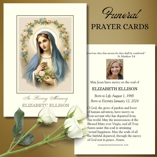 Catholic Blessed Mother Mary Funeral Prayer Card (Creator Uploaded)
