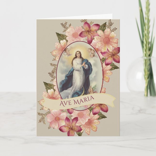 Catholic Blessed Virgin Mary Ave Maria Card (Front)