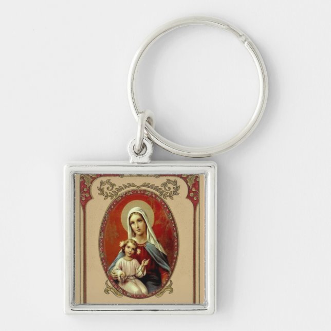 Catholic Blessed Virgin Mary Baby Jesus Key Ring (Front)