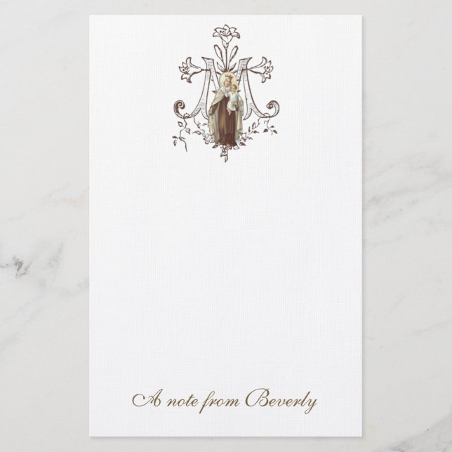 Catholic Blessed Virgin Mary Cross Religious Stationery (Front)
