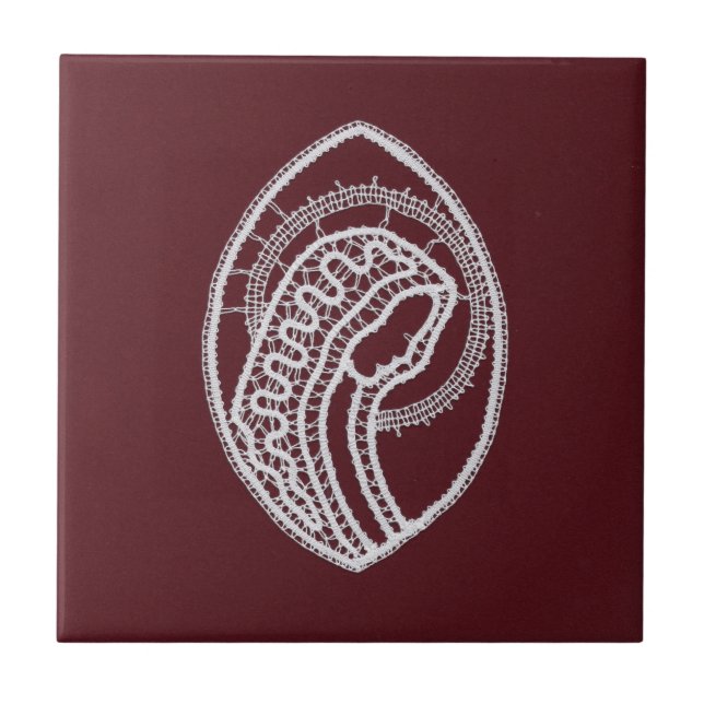 Catholic Blessed Virgin Mary, lace Ceramic Tile (Front)