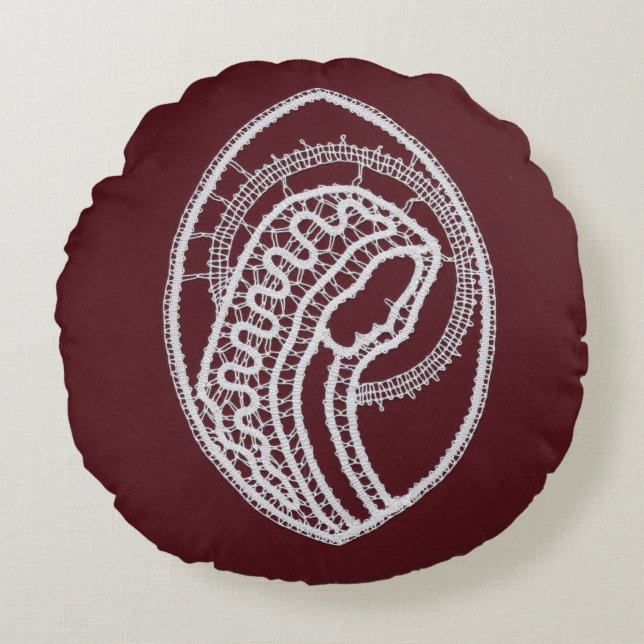 Catholic Blessed Virgin Mary, lace  Round Cushion (Front)