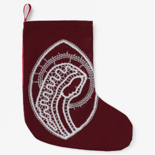 Catholic Blessed Virgin Mary, lace  Small Christmas Stocking