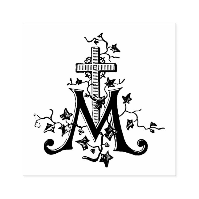 Catholic Blessed Virgin Mary Marian Cross Rubber Stamp (Imprint)