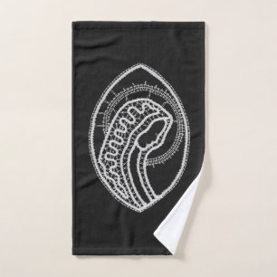 Catholic Blessed Virgin Mary White Lace on Black Bath Towel Set