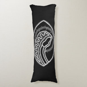 Catholic Blessed Virgin Mary White Lace on Black Body Cushion