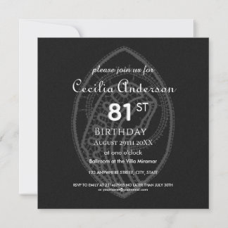 Catholic Blessed Virgin Mary White Lace on Black Invitation