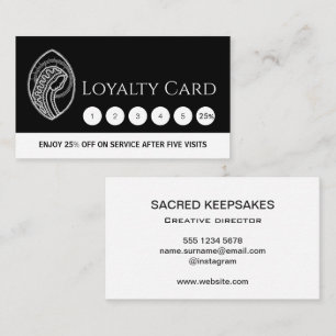 Catholic Blessed Virgin Mary White Lace on Black Loyalty Card