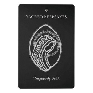 Catholic Blessed Virgin Mary White Lace on Black Mini Clipboard