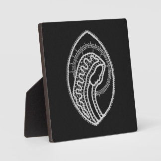 Catholic Blessed Virgin Mary White Lace on Black Plaque