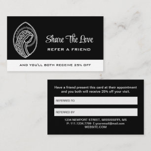 Catholic Blessed Virgin Mary White Lace on Black Referral Card