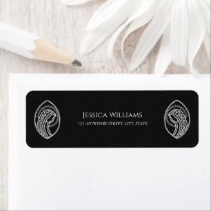 Catholic Blessed Virgin Mary White Lace on Black Return Address Label