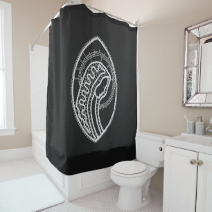 Catholic Blessed Virgin Mary White Lace on Black Shower Curtain
