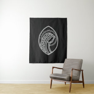 Catholic Blessed Virgin Mary White Lace on Black Tapestry