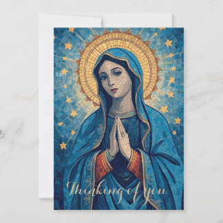 Catholic Blue VIrgin Mary Thinking of You Invitation