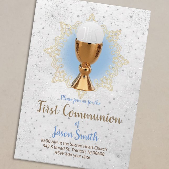 catholic boy first communion chalice host invitation (Creator Uploaded)