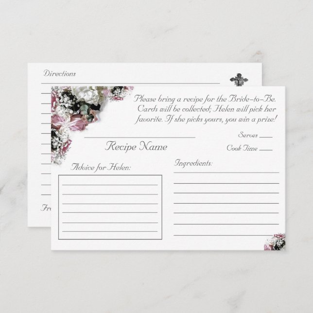 Catholic Bridal Shower Recipe Enclosure Card (Front/Back)