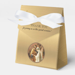 Catholic Bride & Groom Mary St. Joseph Gold Shimme Favour Box