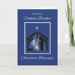 Catholic Brother Christmas Blessings Manger Card