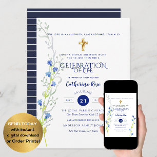 Catholic  Celebration of Life Memorial Funeral Invitation