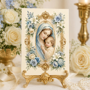 Catholic Child Jesus Blessed Mother Floral Thank You Card