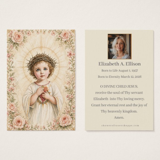 Catholic Child Jesus Funeral Memorial Prayer (Front & Back)