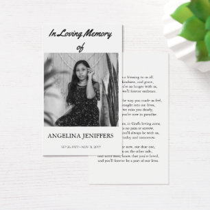 Catholic Christian Funeral Memorial Prayer Card
