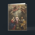 Catholic Christmas Holy Family Holy Trinity Card<br><div class="desc">Featuring a beautiful vintage traditional Catholic image of St. Joseph, the Blessed Virgin Mary with the Child Jesus with God the Father and the Holy Spirit. Inside is a lovely Christmas poem about the Nativity. Below the verse is a candle with poinsettia and holy rosary. All text and fonts can...</div>