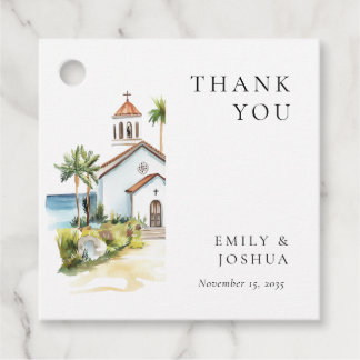 Catholic Church Tropical Wedding Favour Tags