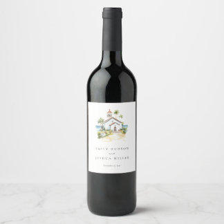 Catholic Church Tropical Wedding Wine Label