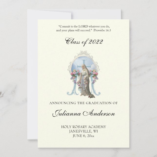 Catholic Classic Elegant Religious Graduation   In Invitation (Front)