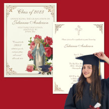 Catholic Classic Elegant Religious Graduation Inv