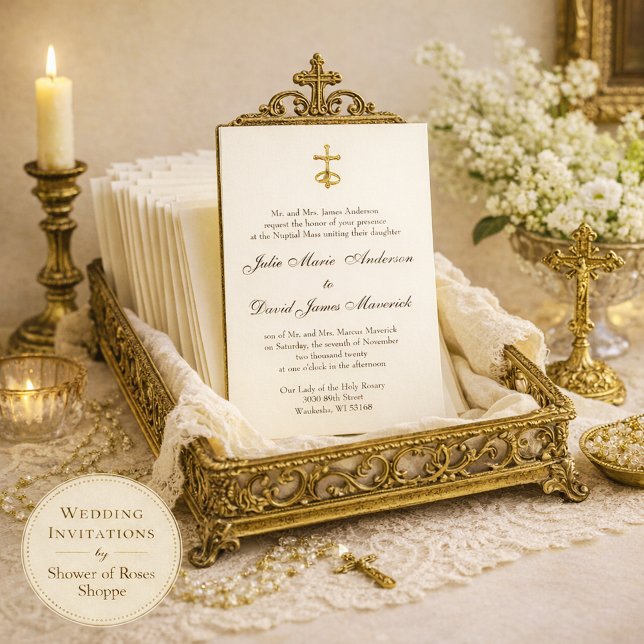 Catholic Classic Elegant Religious Wedding Invitat Invitation (Creator Uploaded)