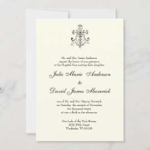 Catholic Classic Elegant Religious Wedding  Invitation