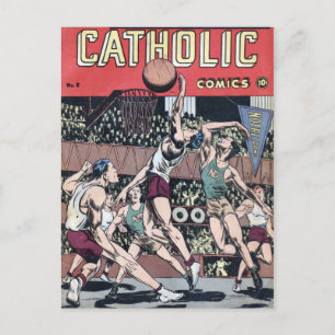 Catholic Comics Basketball Postcard