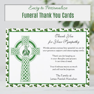 Catholic Condolence Irish St. Patrick Shamrocks Thank You Card