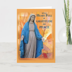 Catholic Condolence Thank You Mary with Warm Stone Card