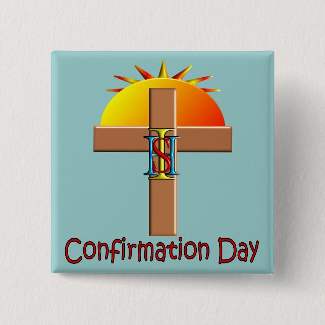 Catholic Confirmation Day for Kids 15 Cm Square Badge (Front)