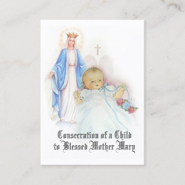 Catholic Consecration Prayer of Child to Mary Business Card (Front)